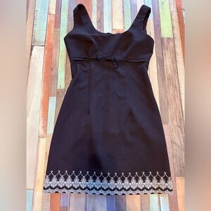 All that Jazz Black Dress with White Embroidered Hem